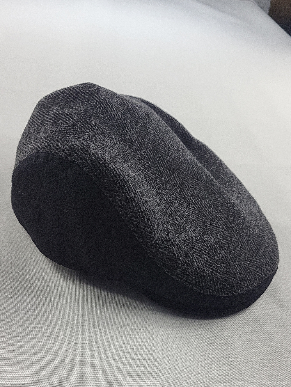 Crown Cap Men's Grey Herringbone Tweed Wool Blend Ivy Flat Cap Hat